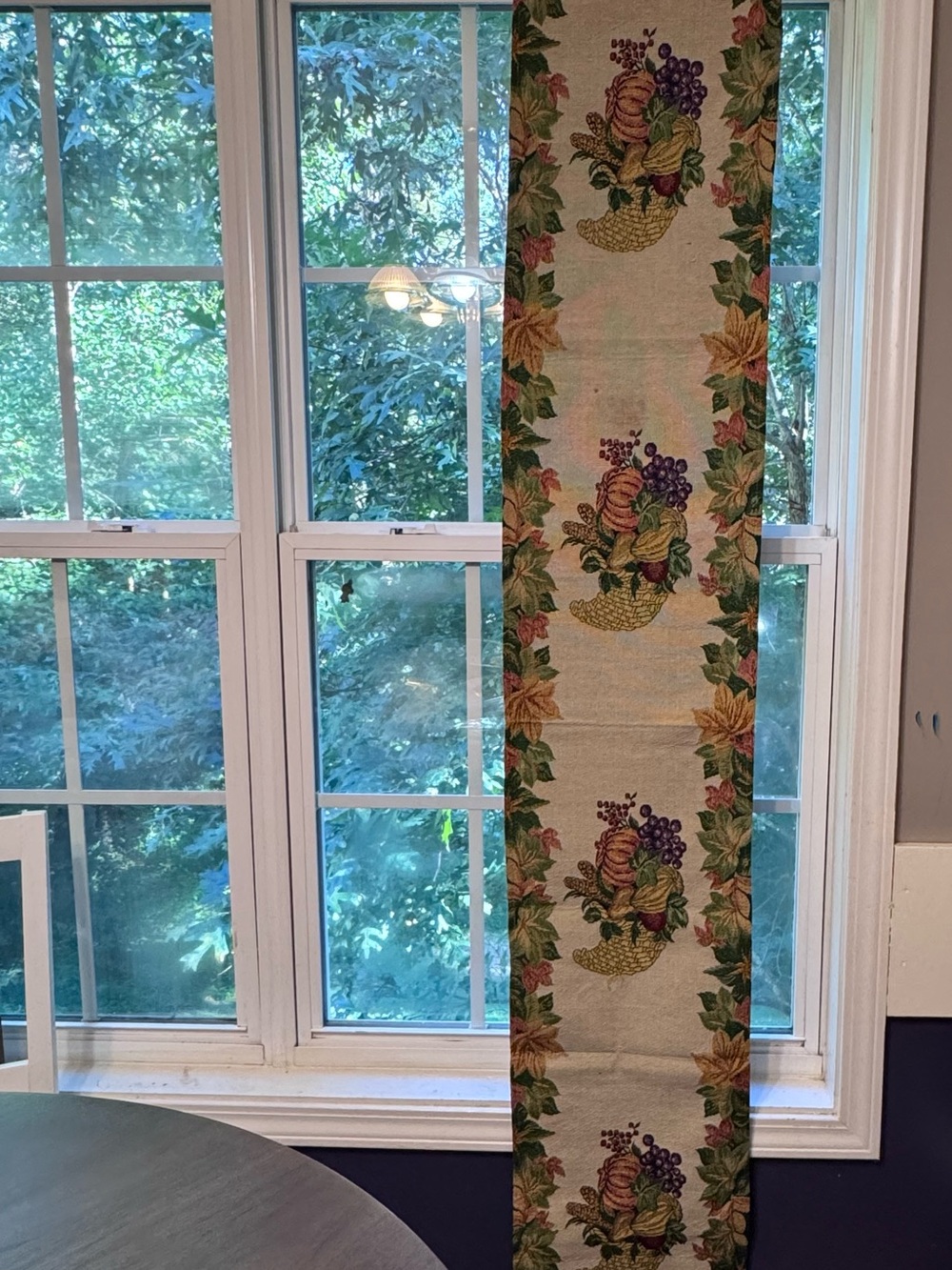 Fall Thanksgiving Tapestry Table Runner 72” Cornucopia Pumpkin Harvest-0211